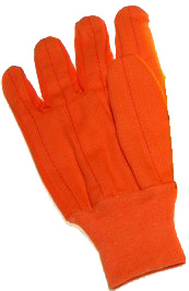 OC020. FLUORESCENT ORANGE CORDUROY, KNIT WRIST. PRICE PER DOZEN.